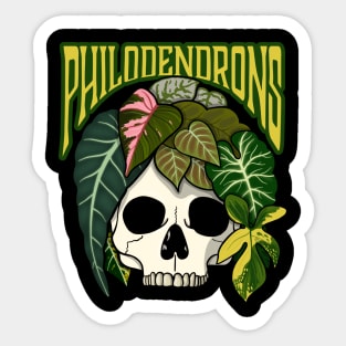 Philodendron Skull For House Plant Lovers Sticker